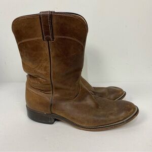 Laredo Brown Leather Mens round toe western cowboy boots rodeo